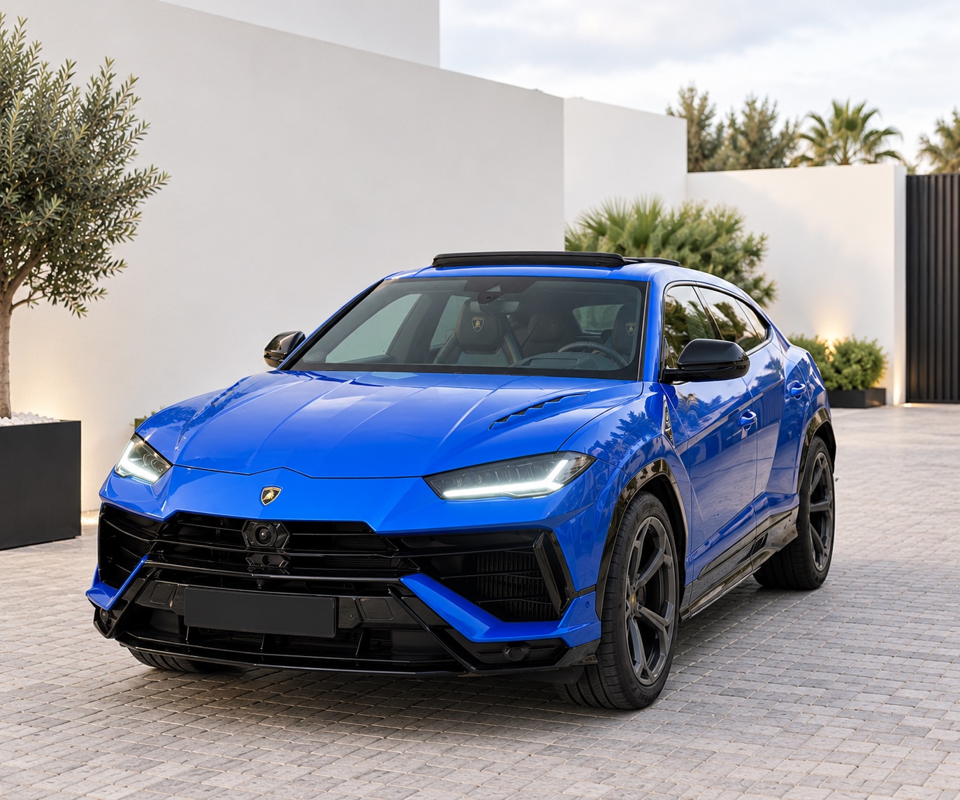 Sinine Lamborghini Urus S eestvaates
